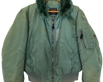 VINTAGE ALPHA IND TYPE B-15D USAF FLIGHT JACKET 70/80 SAGE
