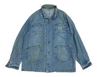 Vintage Lee Dunagarees Mens denim barn chore jacket size Large western jeans 90s