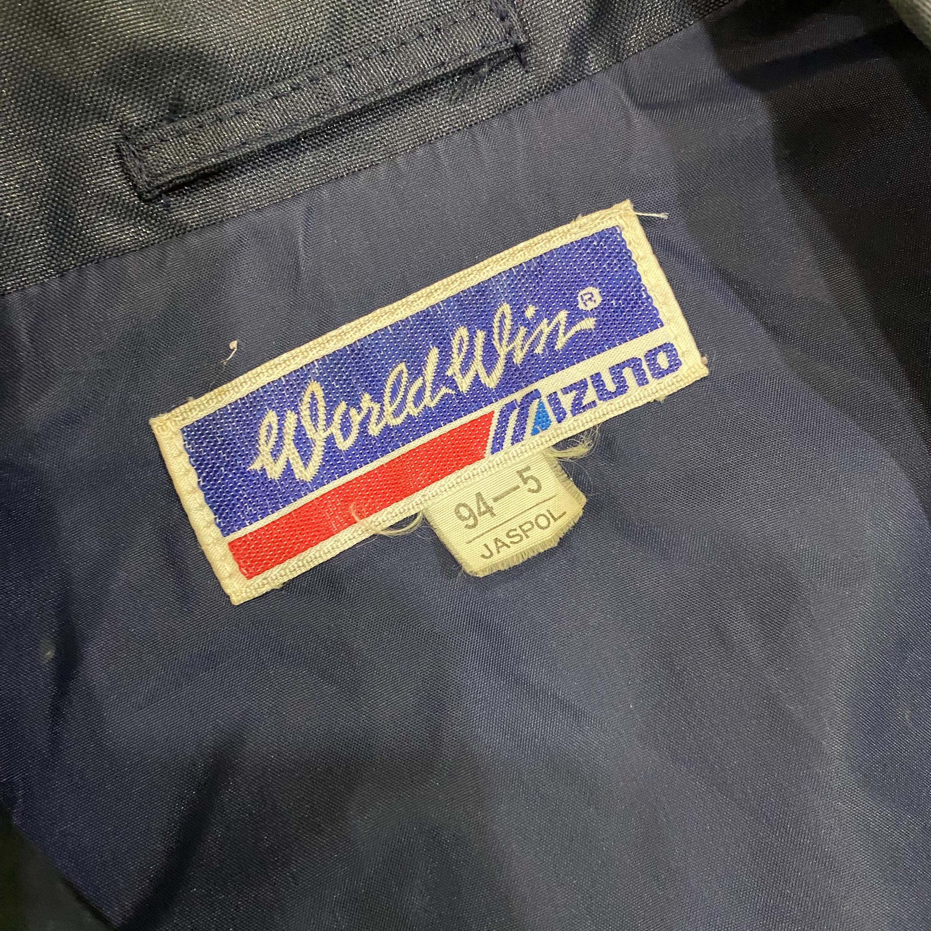 Vintage Mizuno World Wins Navy Blue Baseball Jacket With Red and