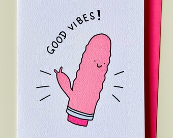 Pun greeting card - Good vibes!  Anniversary Card, Friendship Card, Birthday Card, Funny Valentines, Funny Card, Rude Card, Card for Her