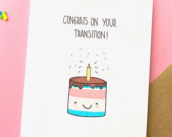 Cute Trans greeting card - congratulations on your transition! Trans support card | Trans | Transgender coming out, LGBT ally