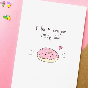 Cartão de felicitações safado - Eu adoro quando você preenche meu buraco. Cartão rude/engraçado/pervertido/adulto, cartão de aniversário de sexo, cartão de aniversário de amor safado e atrevido