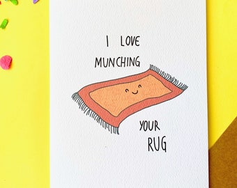 Naughty greeting card - I love munching your rug. Lesbian pride | lesbian card | gay & lesbian greeting cards | birthday | anniversary