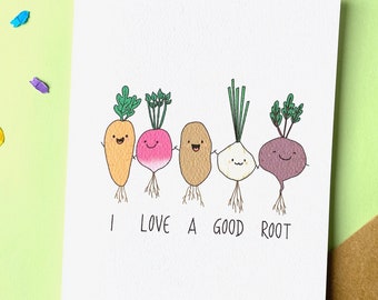 Cute funny love greeting card -  I love a good root. Naughty love card | Valentines |  anniversary | husband | boyfriend birthday | LGBT