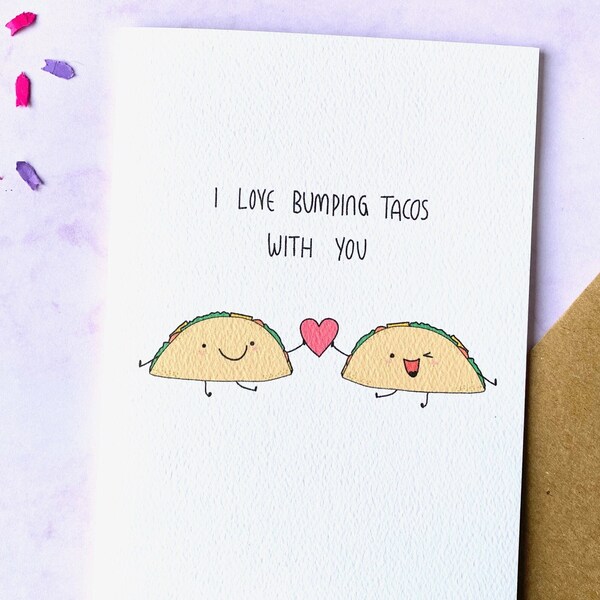 Lesbian card - I love bumping tacos with you. LGBT pride | gay & lesbian greeting cards | gay wedding | birthday | anniversary