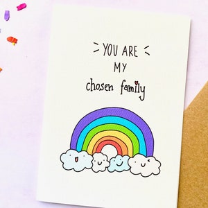 Linda tarjeta de felicitación LGBT - Familia elegida / Día de la Madre / Día del Padre / Apoyo para tu madre, padre, hija, hijo, hermana o hermano LGBTIQ+