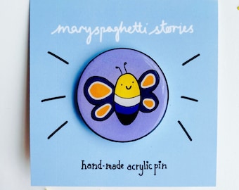 ノンバイナリープライドアクリルピン - エンビーバタフライバッジ