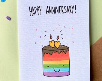 Cute gay lesbian love LGBT greeting card -  Happy anniversary. LGBT ally | Gift for boyfriend/girlfriend | gay pride