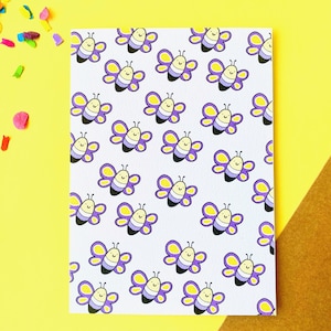 Niet-binaire verjaardagskaart: schattige vlinders! Enby |  niet-binaire trots |  gendervloeistof | genderqueer | LHBT-bondgenoot