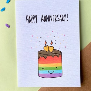 Cute gay lesbian love LGBT greeting card -  Happy anniversary. LGBT ally | Gift for boyfriend/girlfriend | gay pride
