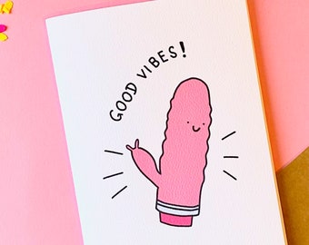 Tarjeta con juego de palabras de buenas vibras – Tarjeta divertida de cumpleaños o amistad
