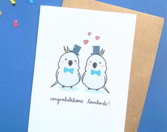 Tarjeta de boda gay de tortolitos: ¡Felicidades, señor y señora!