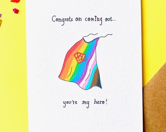 Cute coming out greeting card - support for LGBTIQ+ mother, father, daughter, son, sister, brother or friend