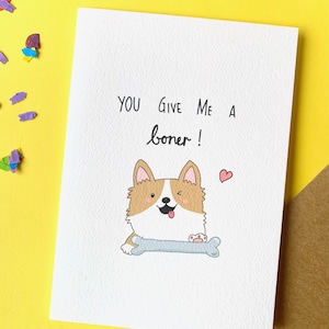 Cute funny gay love greeting card -  You give me a boner. Naughty LGBT love card | Valentines |  anniversary | husband | boyfriend birthday