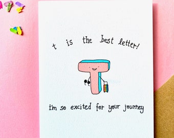 Cute Trans greeting card - So excited for your journey. Trans support card | Trans | Transgender coming out, LGBT ally