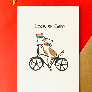 Happy Pride Card - dykes on bikes. LBGT greeting card | lesbian pride | Mardi Gras