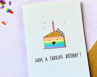 Cute LGBT greeting card -  Happy birthday | Queer | birthday card | rainbow family | chosen family