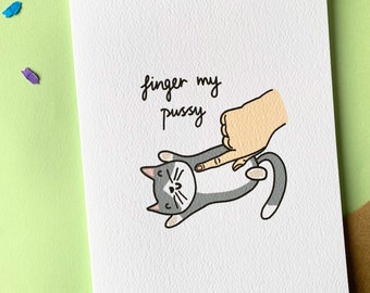 Naughty greeting card - finger my pussy. Funny adults card | lesbian greeting cards | birthday | anniversary | valentines | lesbian pride