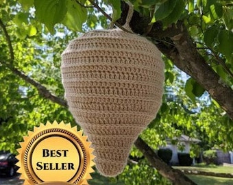 Premium High Quality, Decoy Wasp Hornet Nest, Hive, Sustainable, Pest Control, Non-Toxic, Chemical-Free, Washable Crochet, Gift Wrap Avail