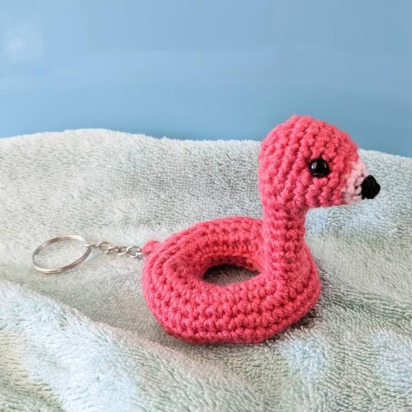 Flamingo Floatie Keychain, Crochet, MCM Inspired, Summer Fun, Pool House, Cabana, Beach, Swim, Swimming, Lifeguard, Gift Wrap Available