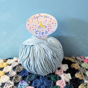 Destash Laines Du Nord Cleo, 100% Egyptian Cotton, Made in Italy, Light Blue Colorway, Knit, Crochet, Gift Wrap Available