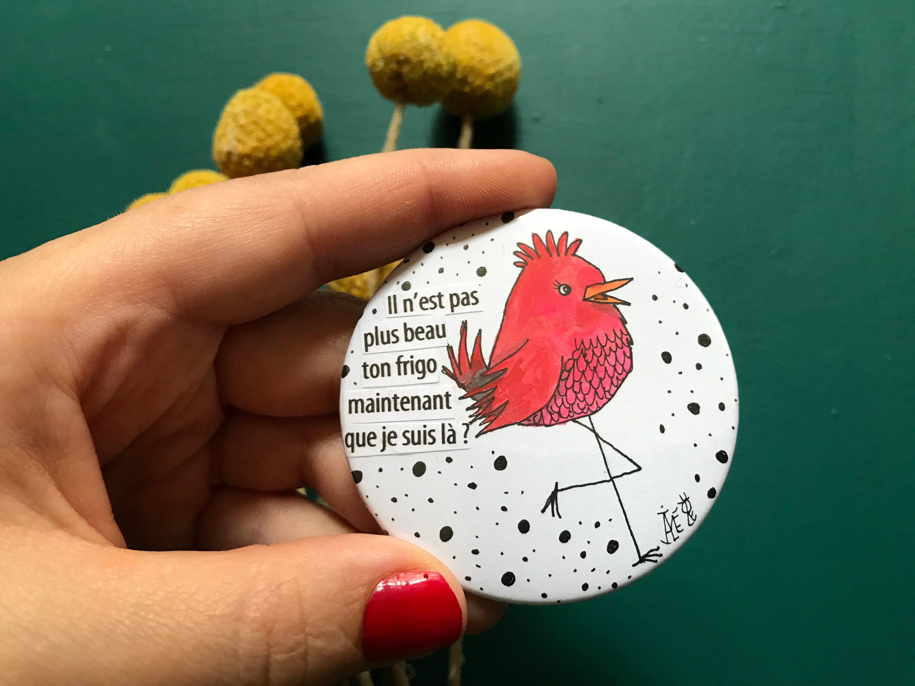 Aimant Frigo /Magnet. Petit Oiseau Rouge