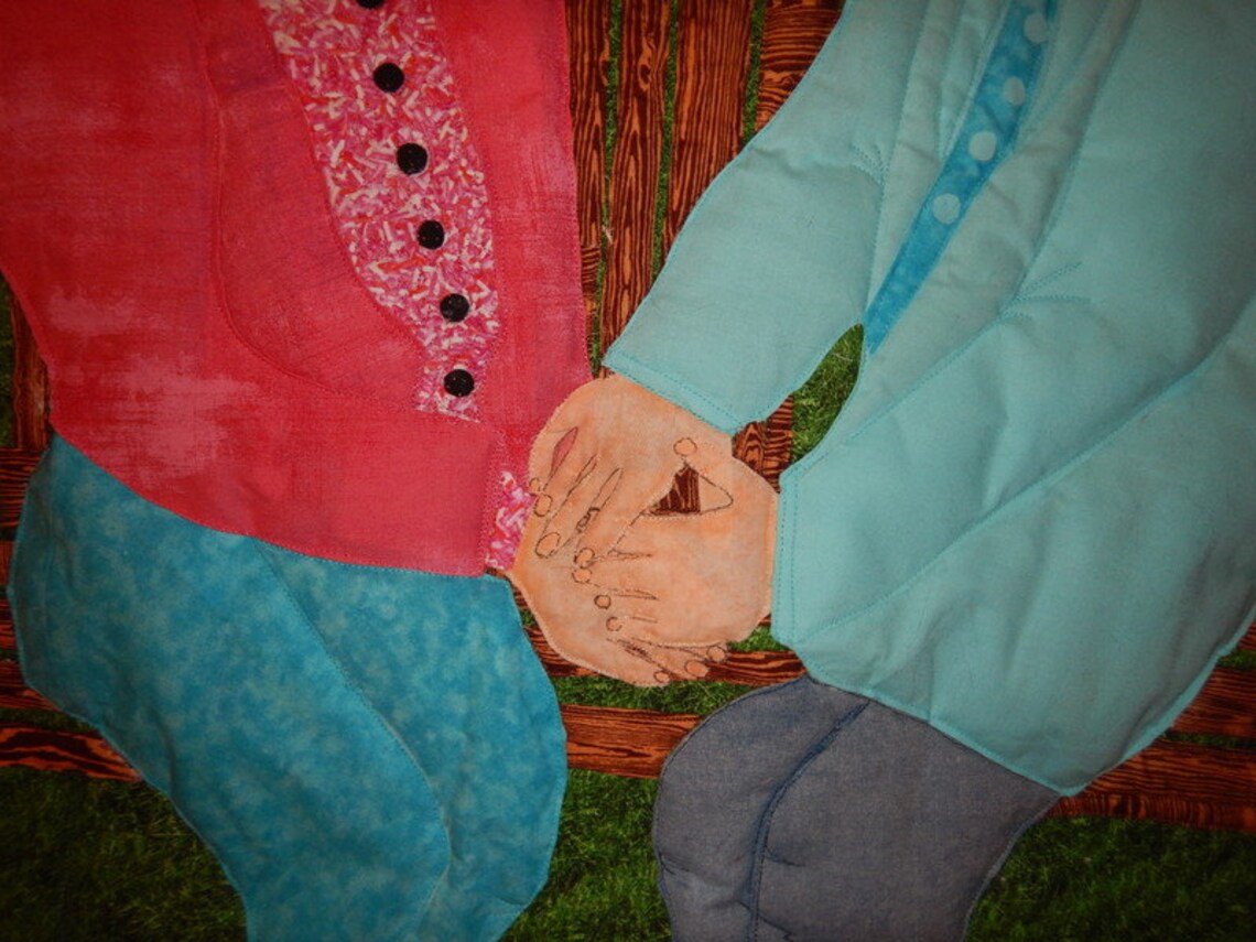 Wall Quilt All Cotton Quilt Man & Woman Holding Hands Wall Etsy