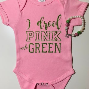 I Drool Pink and Green bodysuit