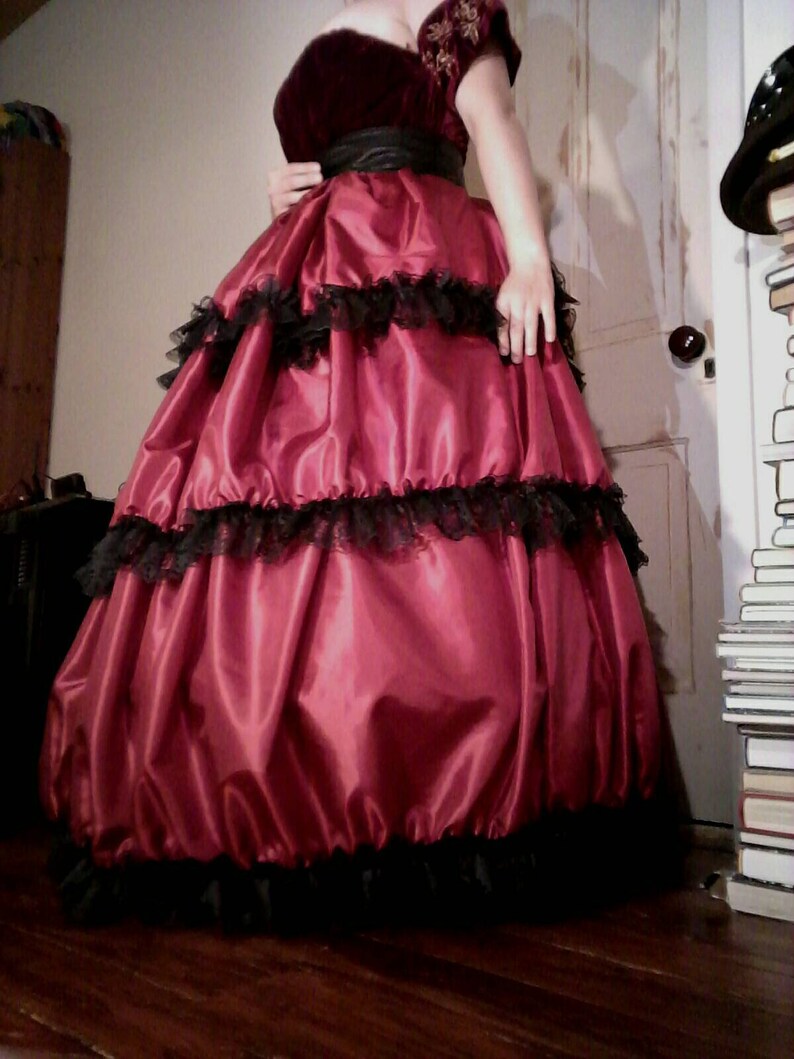 Red and black lace victorian hoop skirt renaissance skirt Etsy