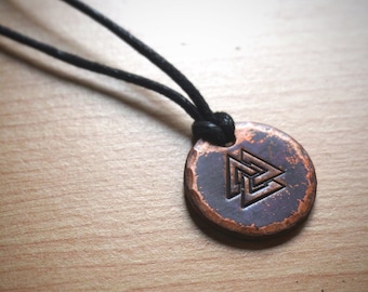 Valknut Blacksmith Copper Pendant