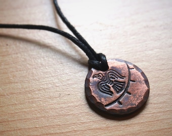 Viking Raven Blacksmith Copper Pendant