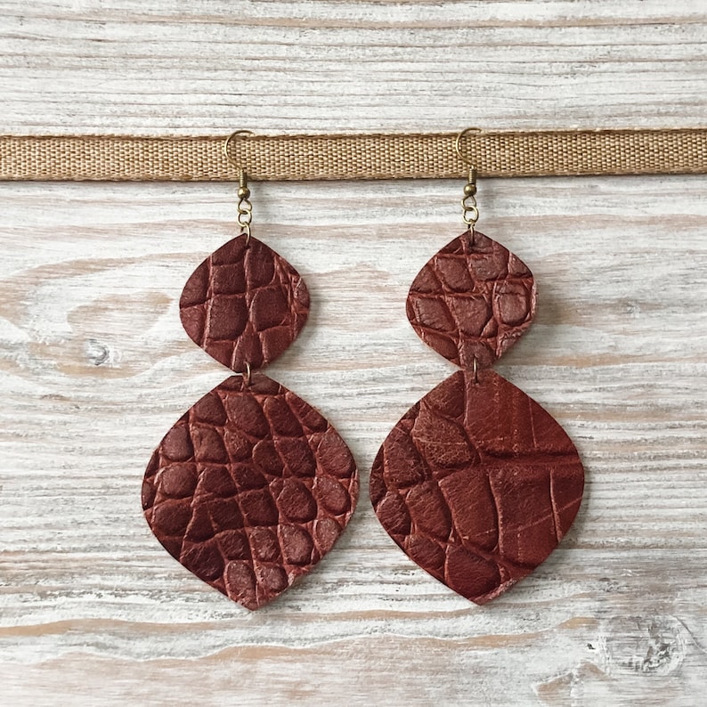 Leather Accessories Dangle Earring Faux Leather Earring Gift For Her Teardrop Earring