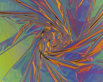 Anthracite rainbow reflective super soft PL WOVEN Fabric, High-Vis, multicoloured, iridescent, High Visibility, reflective, holographic