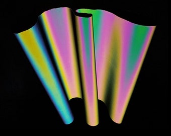 A4 - Reflective Rainbow Iridescent Leatherette fabric, Reflective Vegan Leather, material,High-Vis, visibility faux leather, A4 sheets