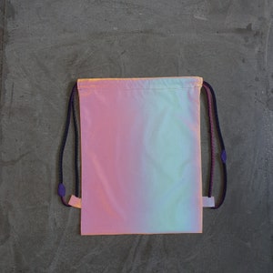 Sac de sport imperméable pour enfants rose dégradé, haute visibilité réfléchissante, anse longue, cartable, sac de bain, sac en PE pour garçons et filles, cadeau de Noël, pastel