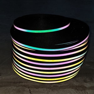 Rainbow Reflective Grosgrain Iridescent tape in various widths, Sew On, High Vis, visibility material, sold by the meter 10 Millimetres