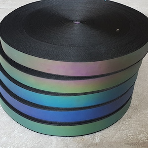 Rainbow Reflective Grosgrain Iridescent tape in various widths, Sew On, High Vis, visibility material, sold by the meter image 7