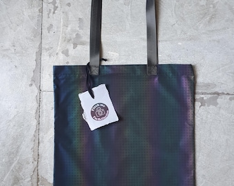 Sac fourre-tout imperméable en tissu réfléchissant irisé à pois, anse longue, sac à bandoulière, holographique, sac de marché, sac à provisions