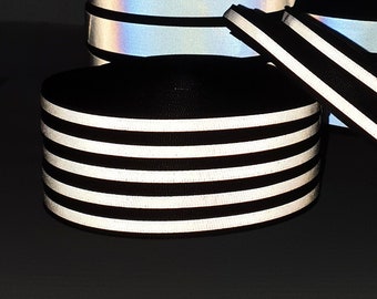 Silver Reflective Grosgrain Tape in 10mm and 25mm width