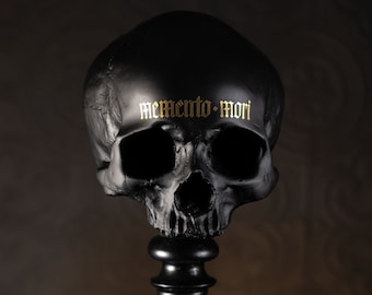 MEMENTO MORI - Skull Plinth | Human Skull Replica | Gothic Home Decor
