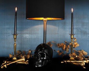 The Edison Skull Lamp | Skull Decor by The Blackened Teeth | Gothic Home Decor handmade by Artisans