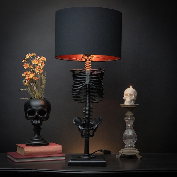 The Skeleton Table Lamp by The Blackened Teeth | Ribcage Lamp | Gothic Home Decor | Gothic Lamp | Gothic Lighting