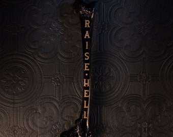 Raise Hell - Engraved Femur Bone | Gothic Gallery Wall - Gothic Home Decor | Handmade by The Blackened Teeth