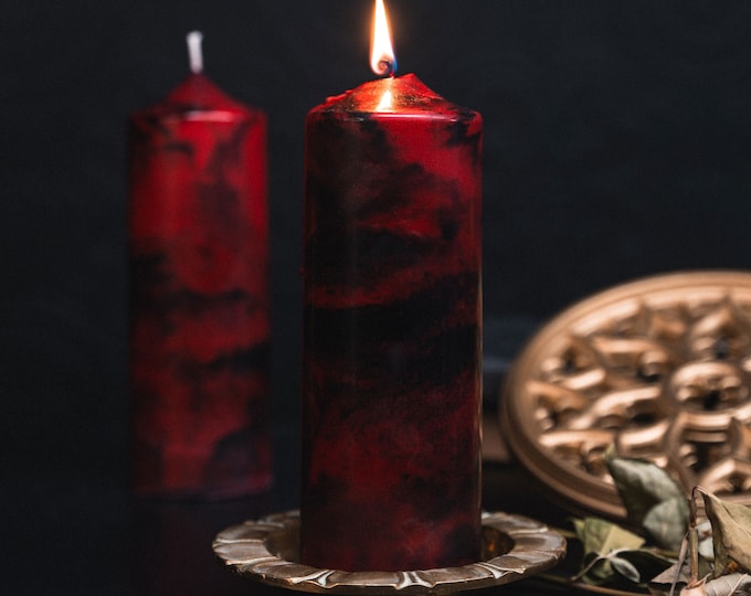 Gravestone Marble Gothic Pillar Candle | Church Candle | Vegan Soy Candle | Handmade by The Blackened Teeth