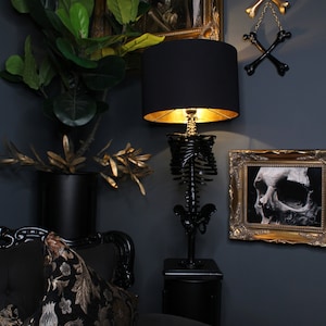 The Skeleton Table Lamp Handmade by The Blackened Teeth Gothic Home Decor Gothic Lamp zdjęcie 1