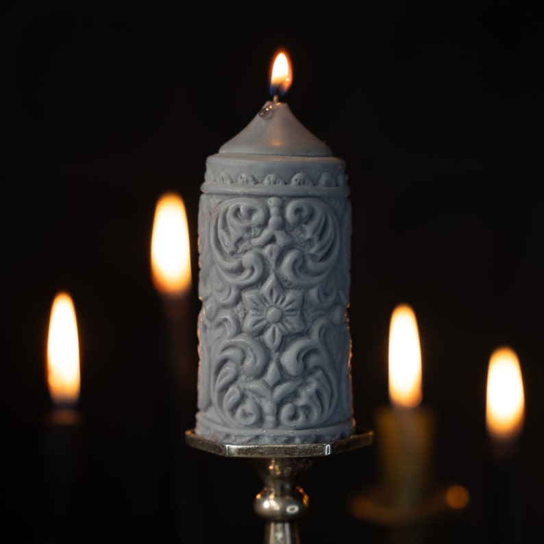 Mildred Gothic Pillar Candle Gothic Home Decor by The Blackened Teeth Vegan Unique Candle image 8