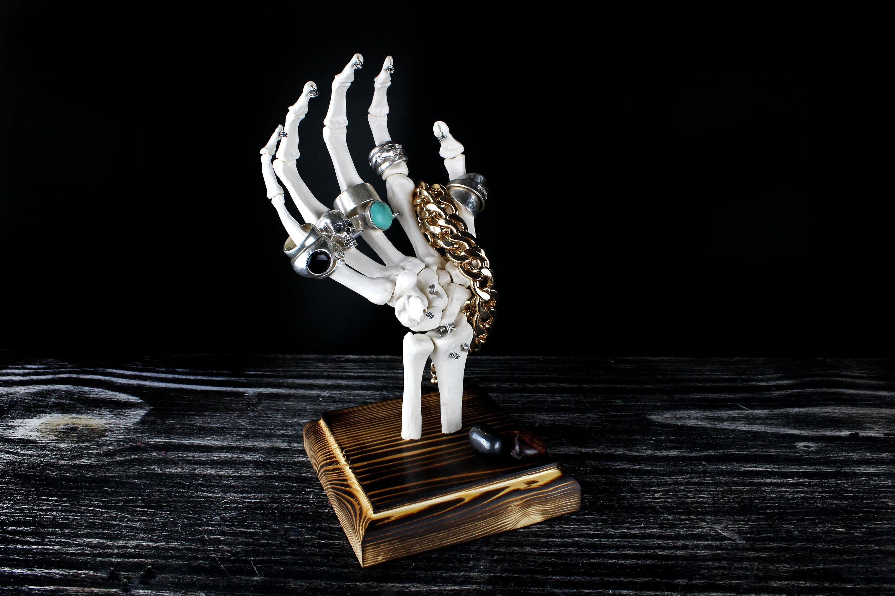 Personalized Skeleton Ring Holder, Gothic Jewellery Stand, Ring Tree, By The Blackened Teeth