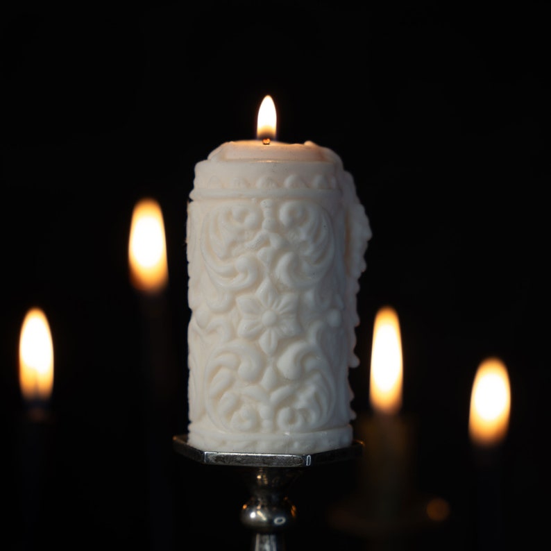 Mildred Gothic Pillar Candle Gothic Home Decor by The Blackened Teeth Vegan Unique Candle image 9