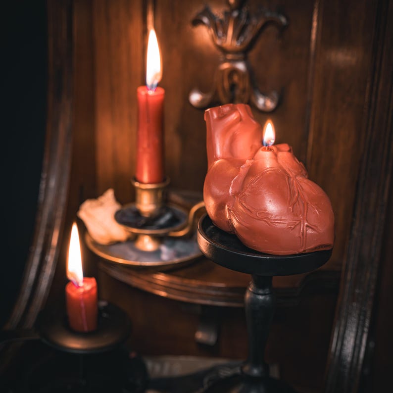 Blood Red Heart Candle - Anatomical Heart Unique Candle | Gothic Gift for Her | Handmade by The Blackened Teeth image 2