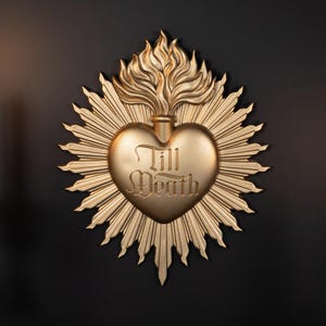 Till Death Sacred Heart Plaque | Gothic Resin Wall Decor